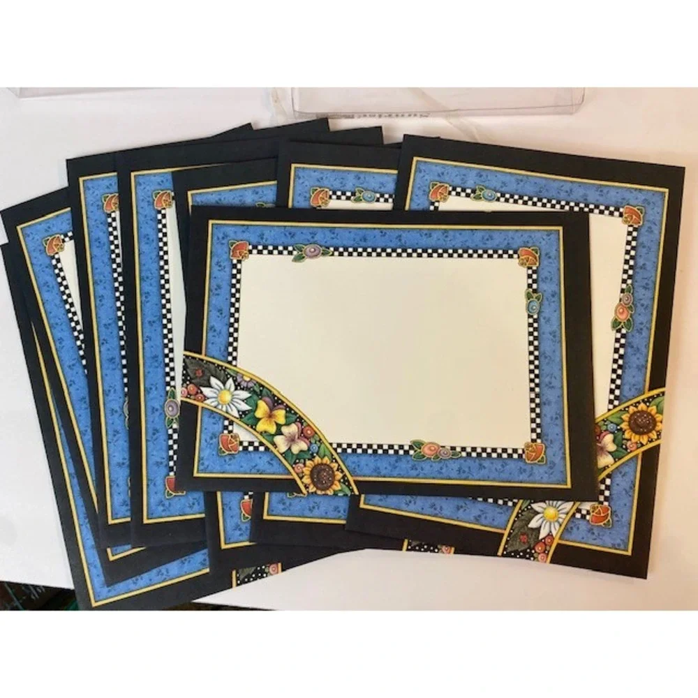Mary Engelbreit Social Notes Stationery Set 8 Cards Envelopes Gingham Floral ME